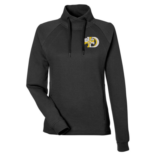 North End - Women's Rhythm Waffle Cross-Neck Pullover - Embroidered Logo Thumbnail