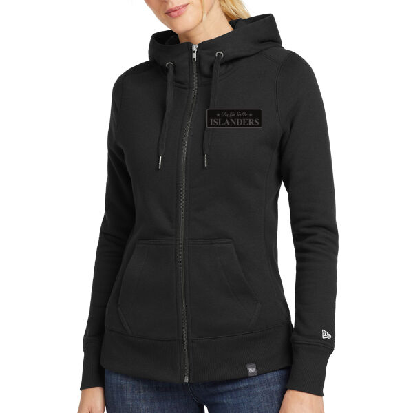New Era® Women's French Terry Full-Zip Hoodie - Faux Leather Patch Thumbnail
