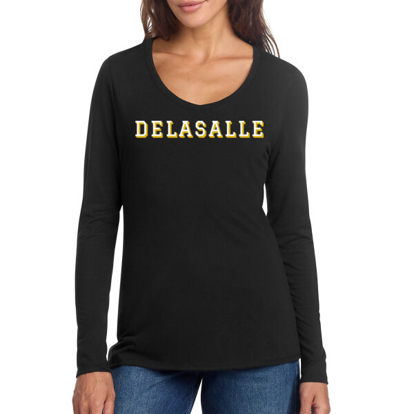 District® Women’s Perfect Tri® Long Sleeve V-Neck Tee - Printed Logo Thumbnail